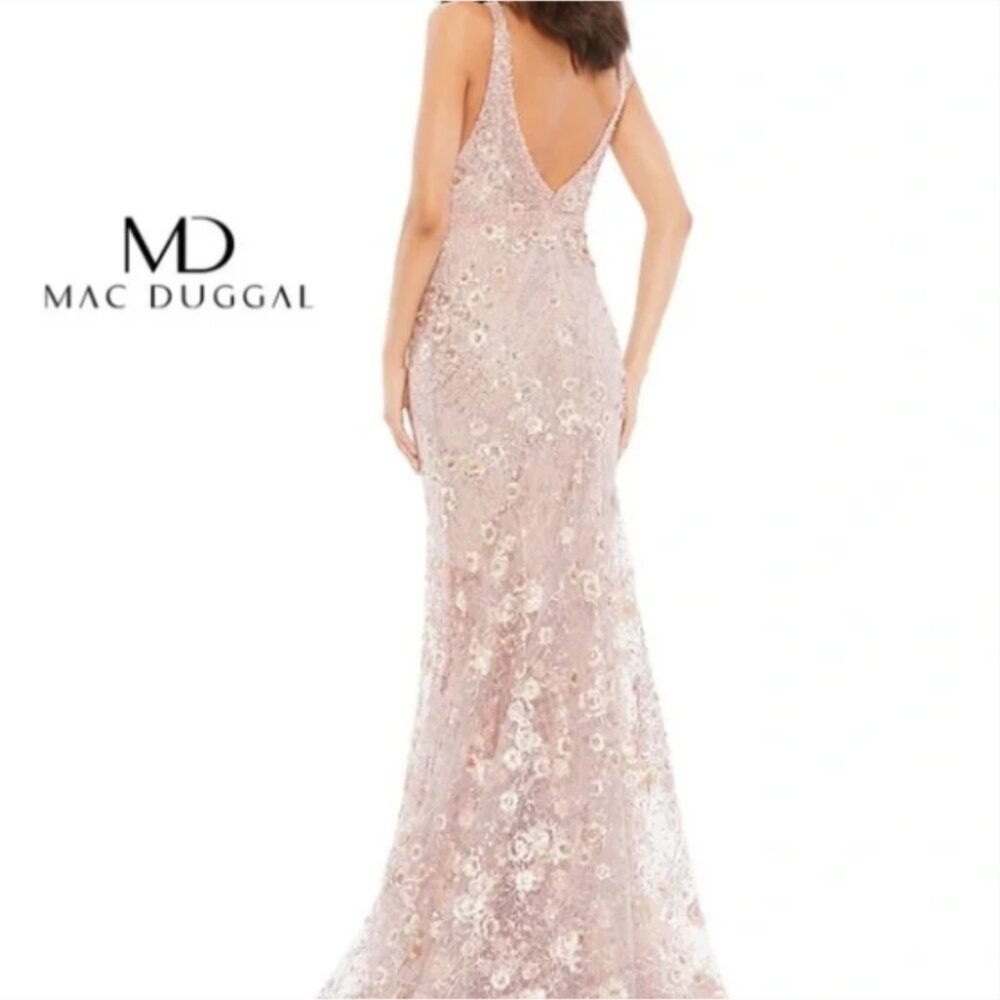 Mac Duggal 67481 Floral Embellished Plunge Gown Size 6 NWT Luxury Formal Dress - Picture 5 of 16